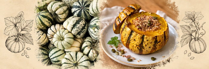 Courges sucrines, puis courge patifou farcie au four
