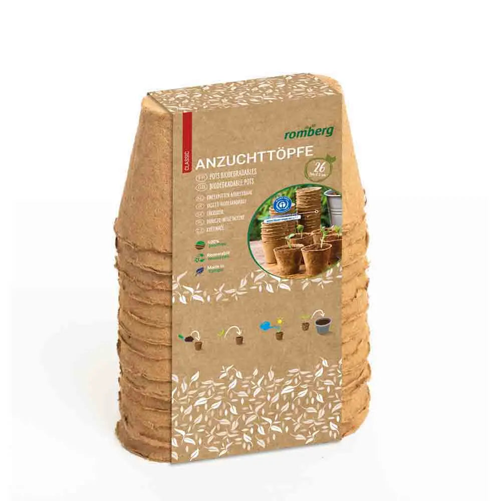 26 POTS BIODEGRADABLES RONDS 6 CM 