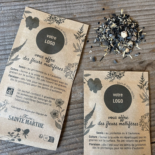 Sachet personnalisé de format 8 x 15,5cm en papier kraft recyclable et ouverture facile (Couleur) 